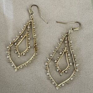 Kendra Scott Goldtone ALICE Dangle Chandelier Earrings Clear Crystals